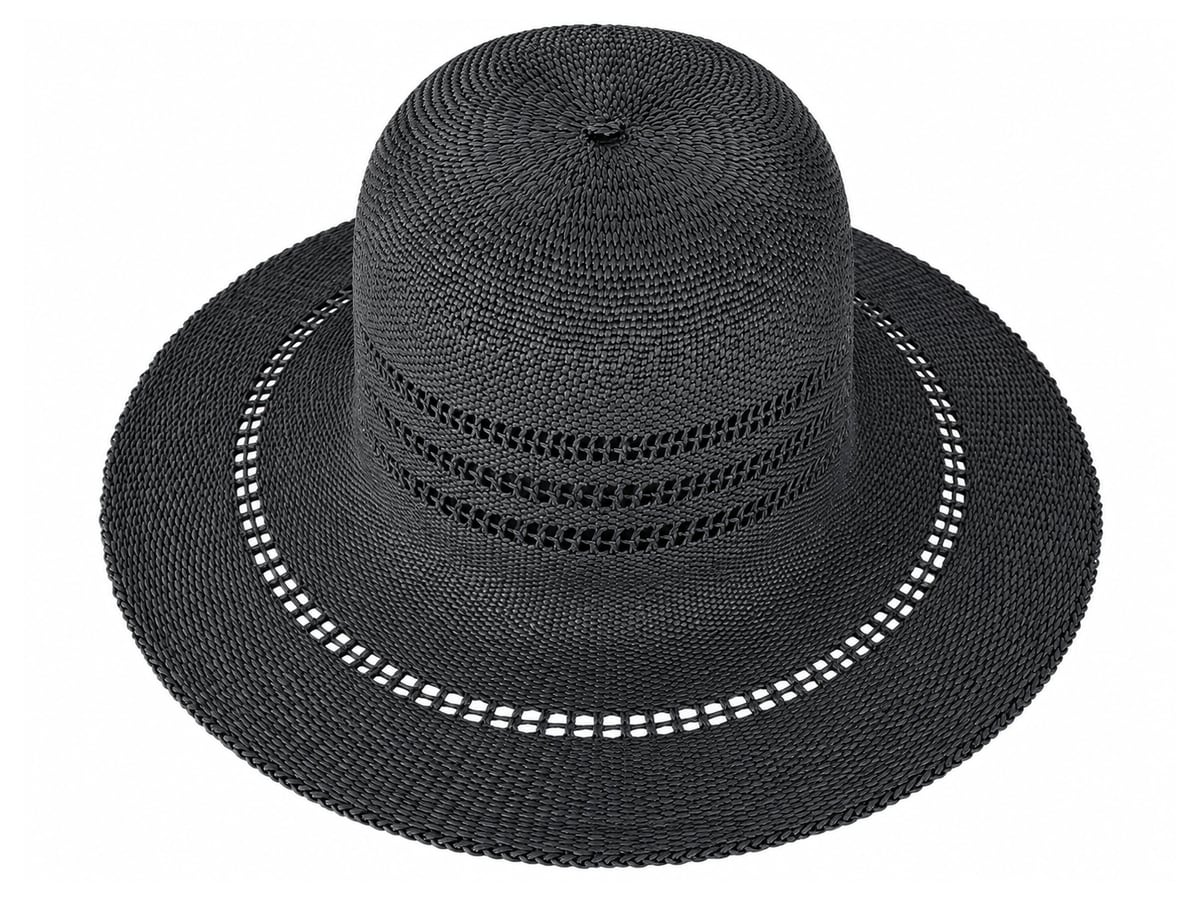Black Paper Hat Body with Open Rows and a Brim Ring | product photo