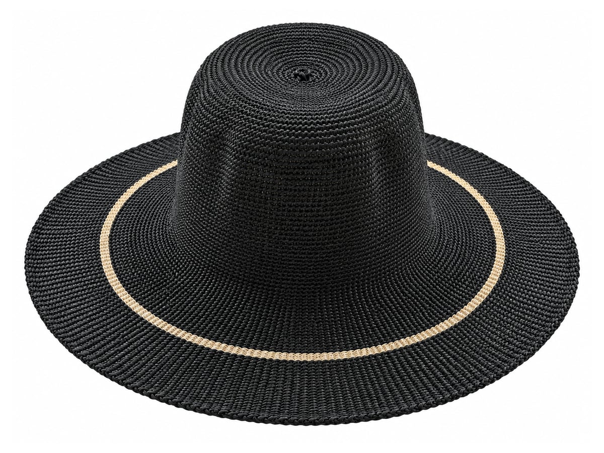 Black Paper Hat Body with a Single Cream Brim Line | product photo