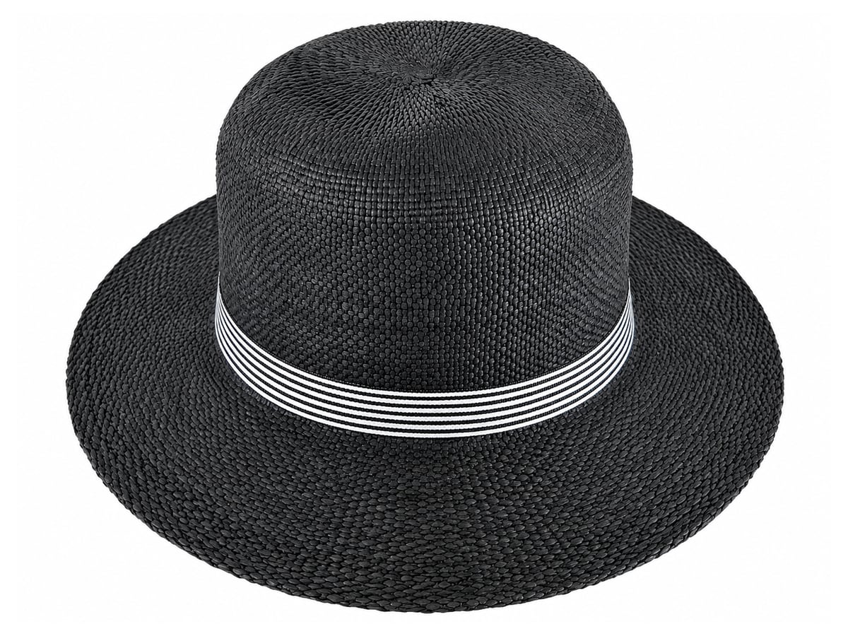Black Paper Hat Body with Thin White Crown Stripes | product photo