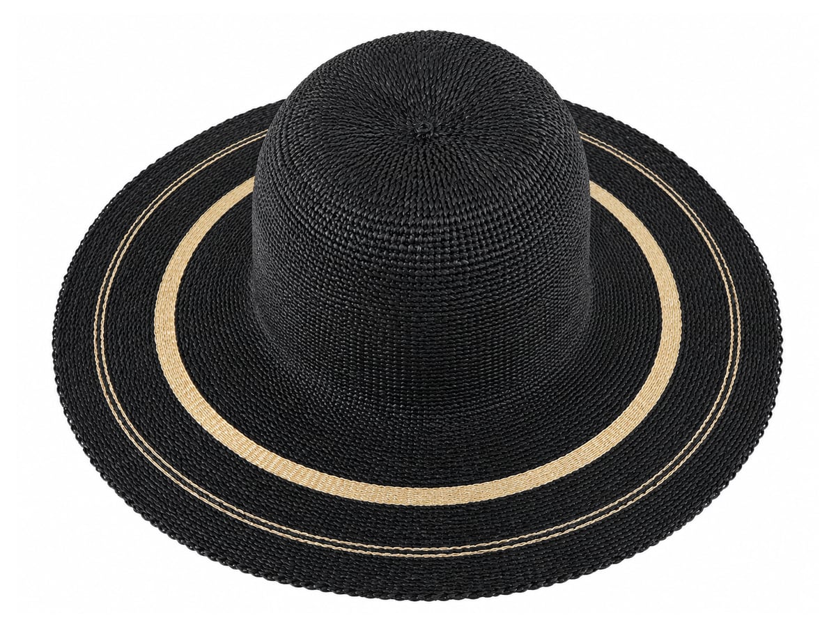 Black Paper Hat Body with Two Fine Tan Brim Rings | product photo