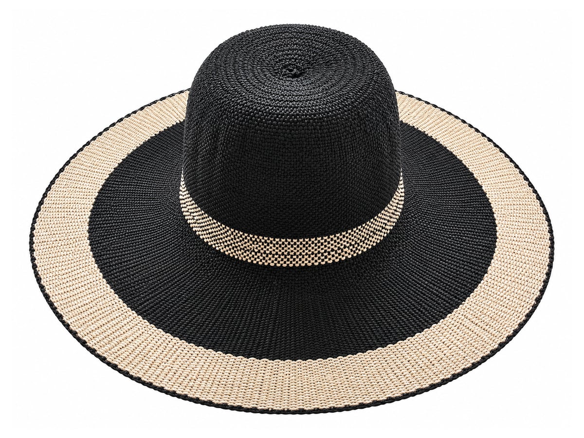 Black Paper Hat Body with a Broad Cream Brim Border | product photo