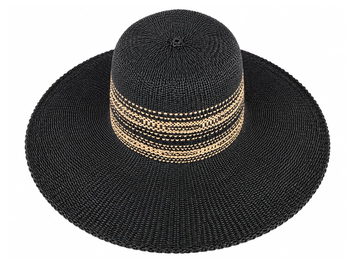 Black Paper Hat Body with Fine Tan Crown Stripes | product photo
