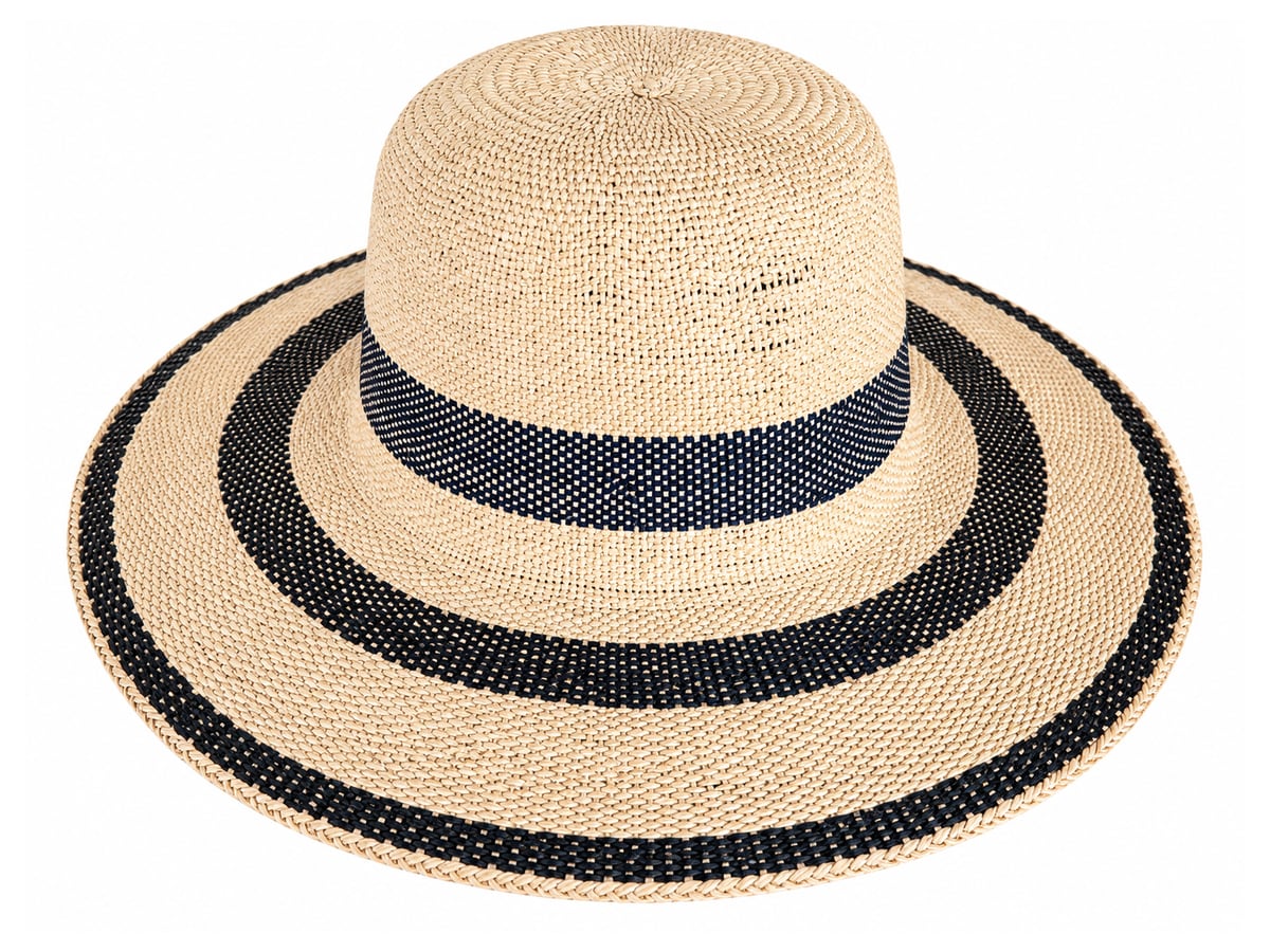 Beige Paper Hat Body with Broad Black Woven Rings | product photo