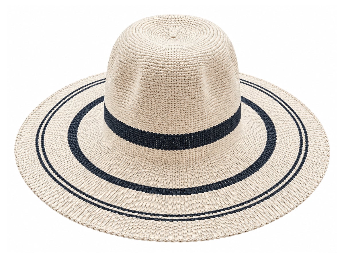 Ivory Paper Hat Body with Fine Black Brim Rings | product photo