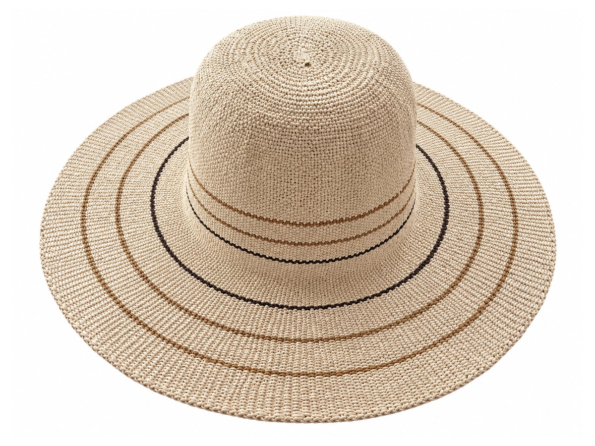 Beige Paper Hat Body with Fine Brown Brim Rings | product photo