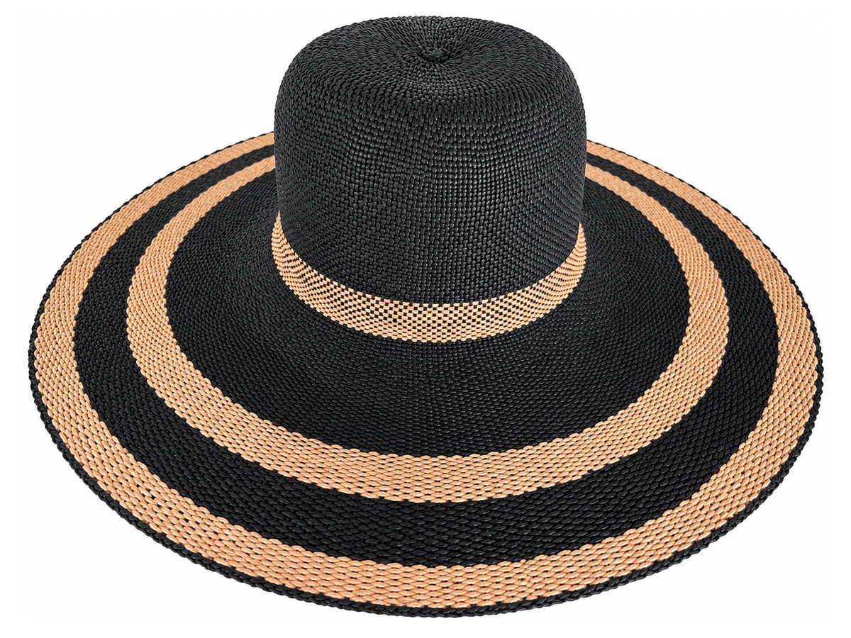 Black Paper Hat Body with Tan Concentric Stripes | product photo