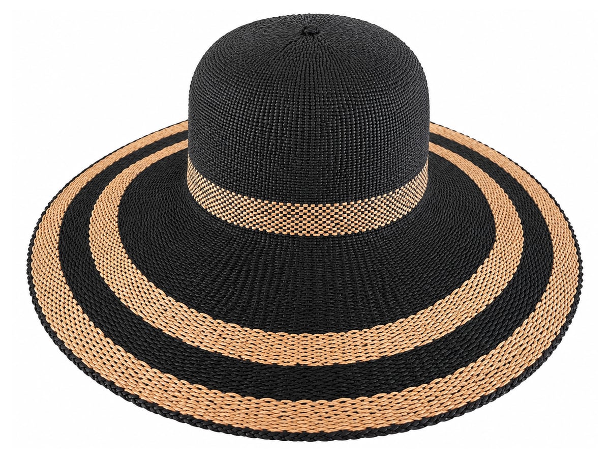 Round-Crown Black Paper Hat Body with Tan Rings | product photo