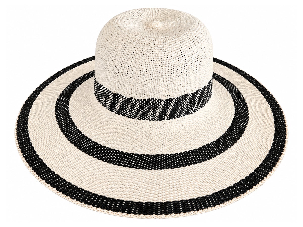 Cream Paper Hat Body with Marled Black Crown Band | product photo