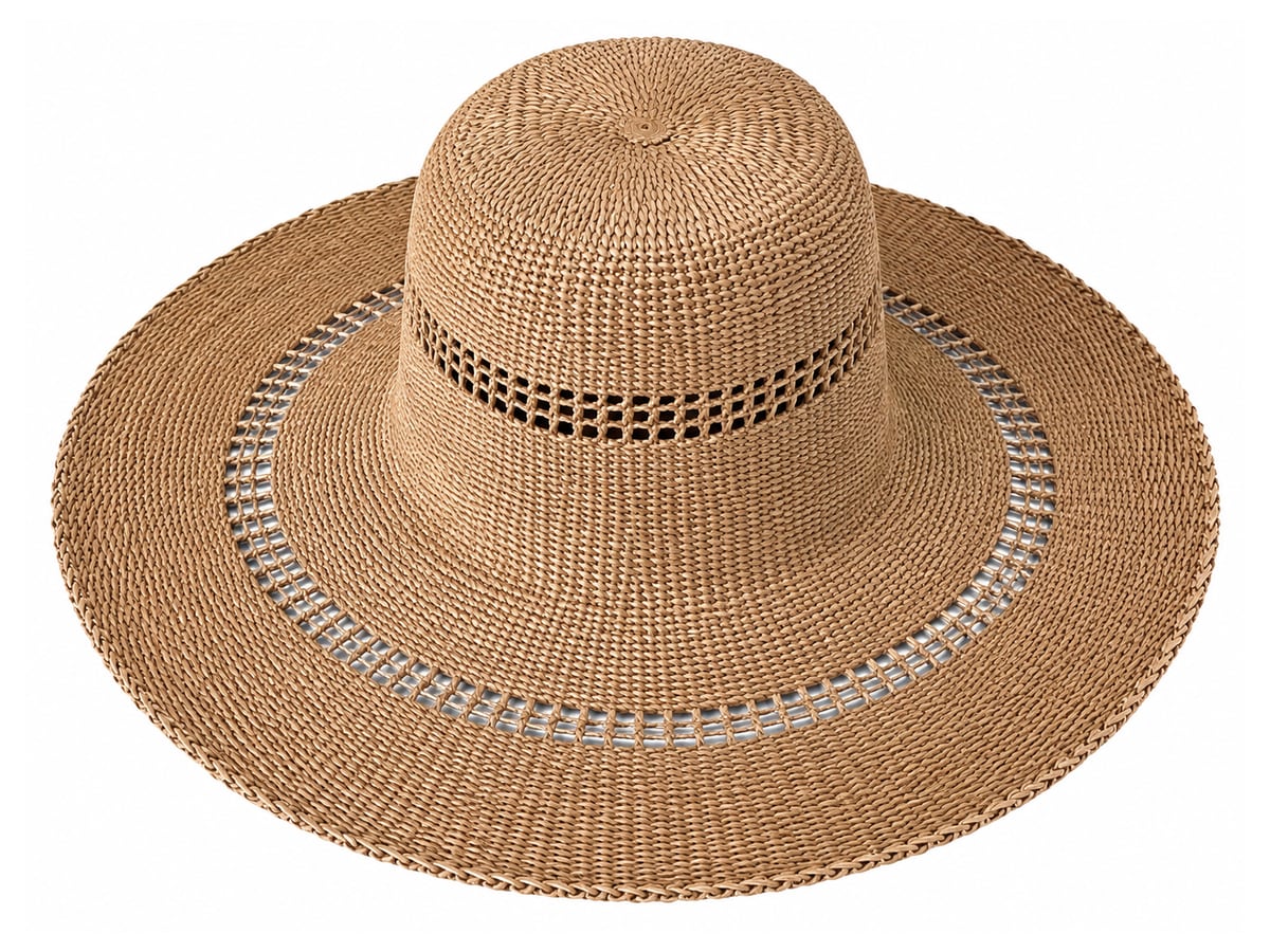 Tan Paper Hat Body with Open Grid Crown and Brim | product photo