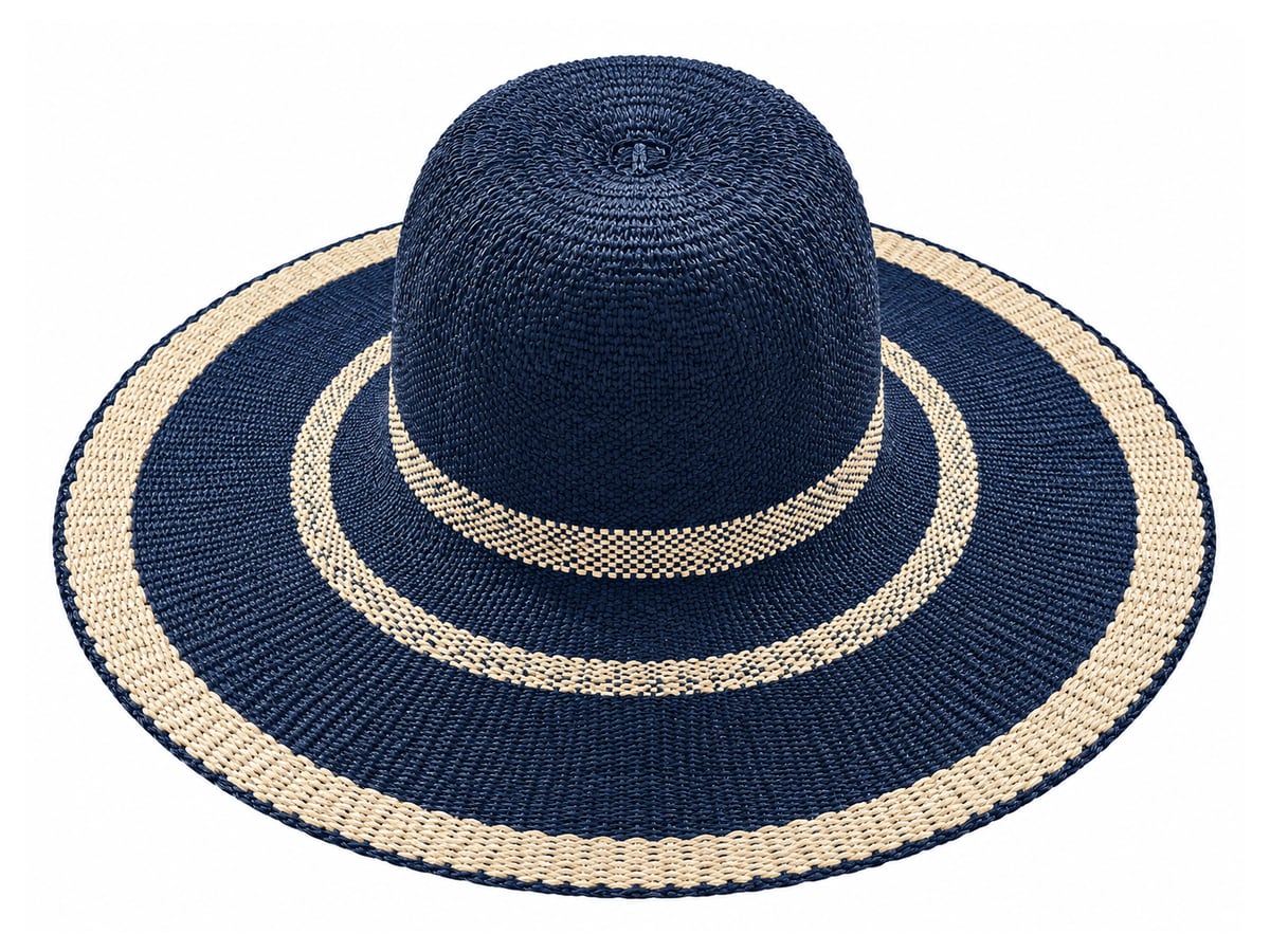 Navy Paper Hat Body with Cream Concentric Rings | product photo