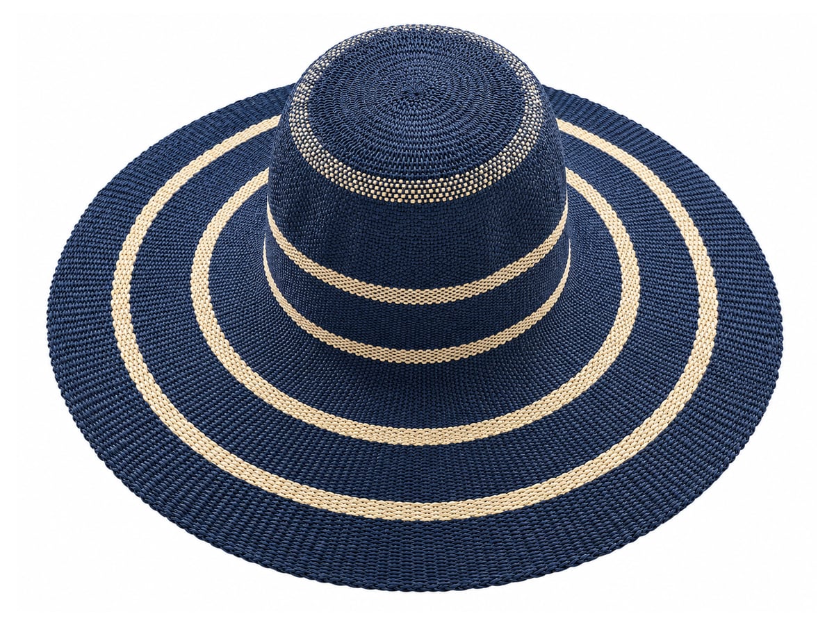Navy Paper Hat Body with Fine Cream Crown Rings | product photo