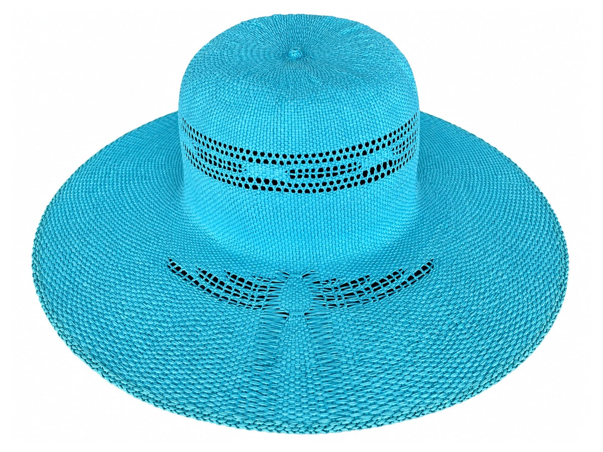 Turquoise Paper Hat Body with Crown and Brim Openwork | product photo