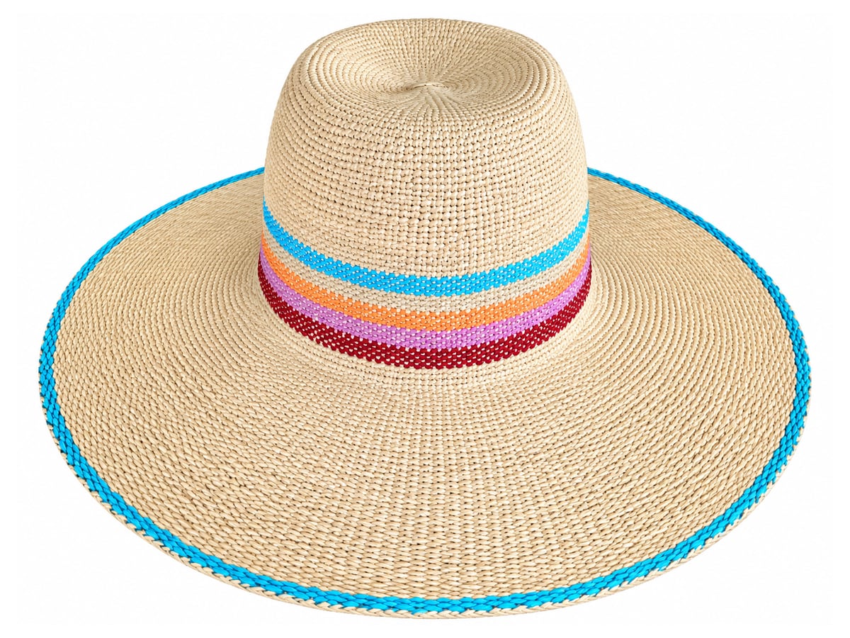 Beige Paper Hat Body with a Turquoise Brim Edge | product photo