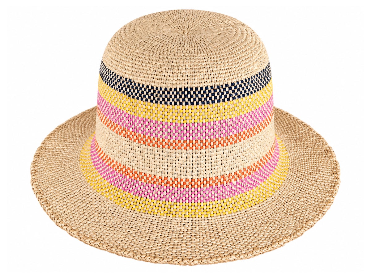 Beige Paper Hat Body with Pink and Yellow Stripes | product photo