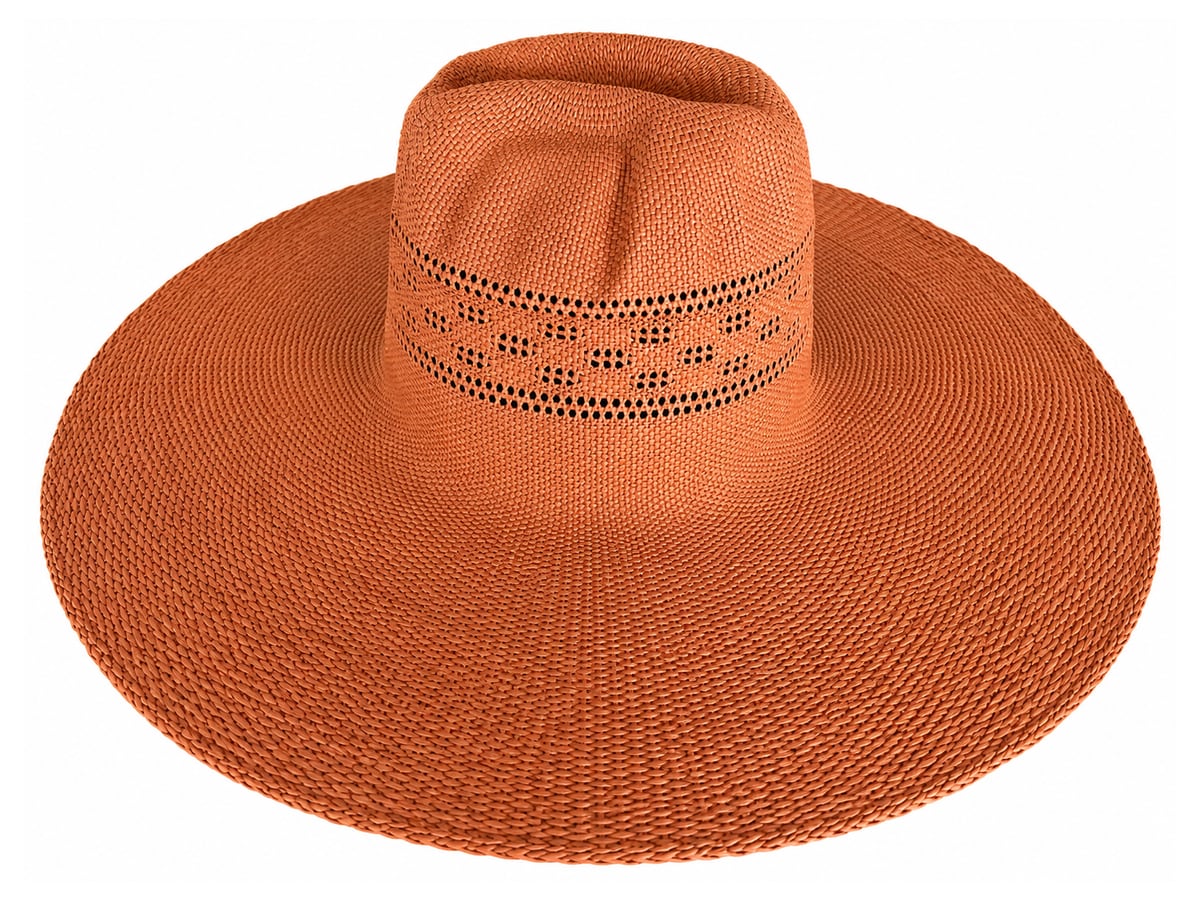 Orange Paper Hat Body with a Creased Openwork Crown | product photo