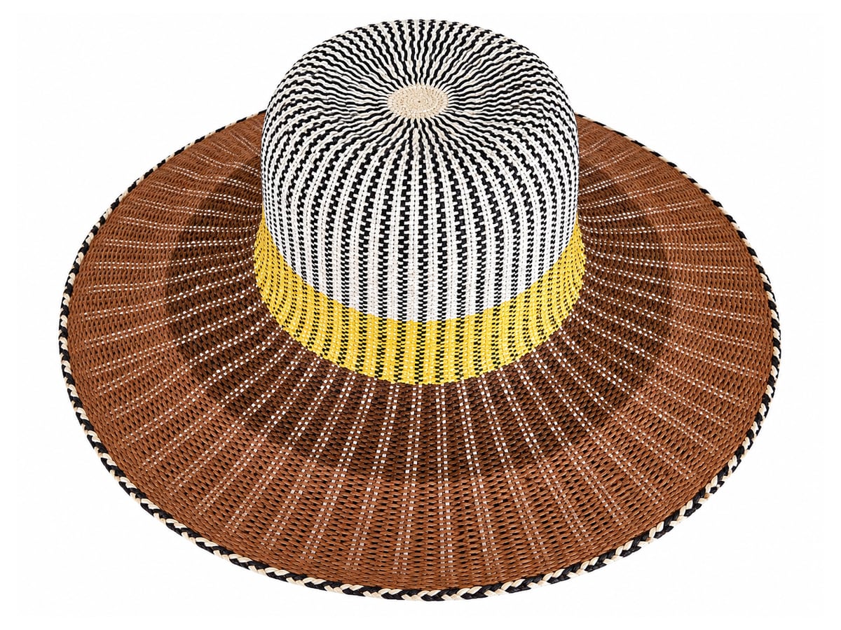 Striped Paper Hat Body with Yellow and Brown Accents | product photo