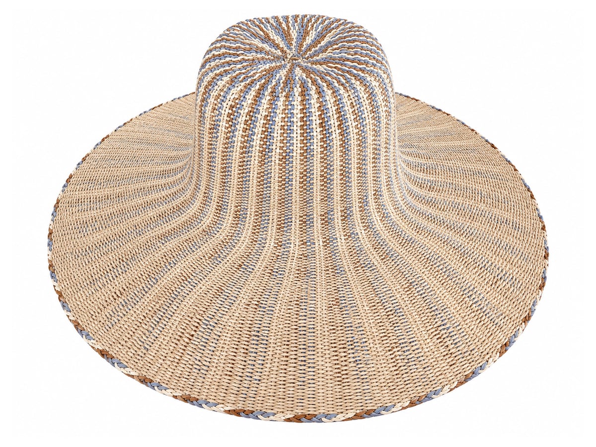 Beige Paper Hat Body with Blue-Gray Radial Stripes | product photo