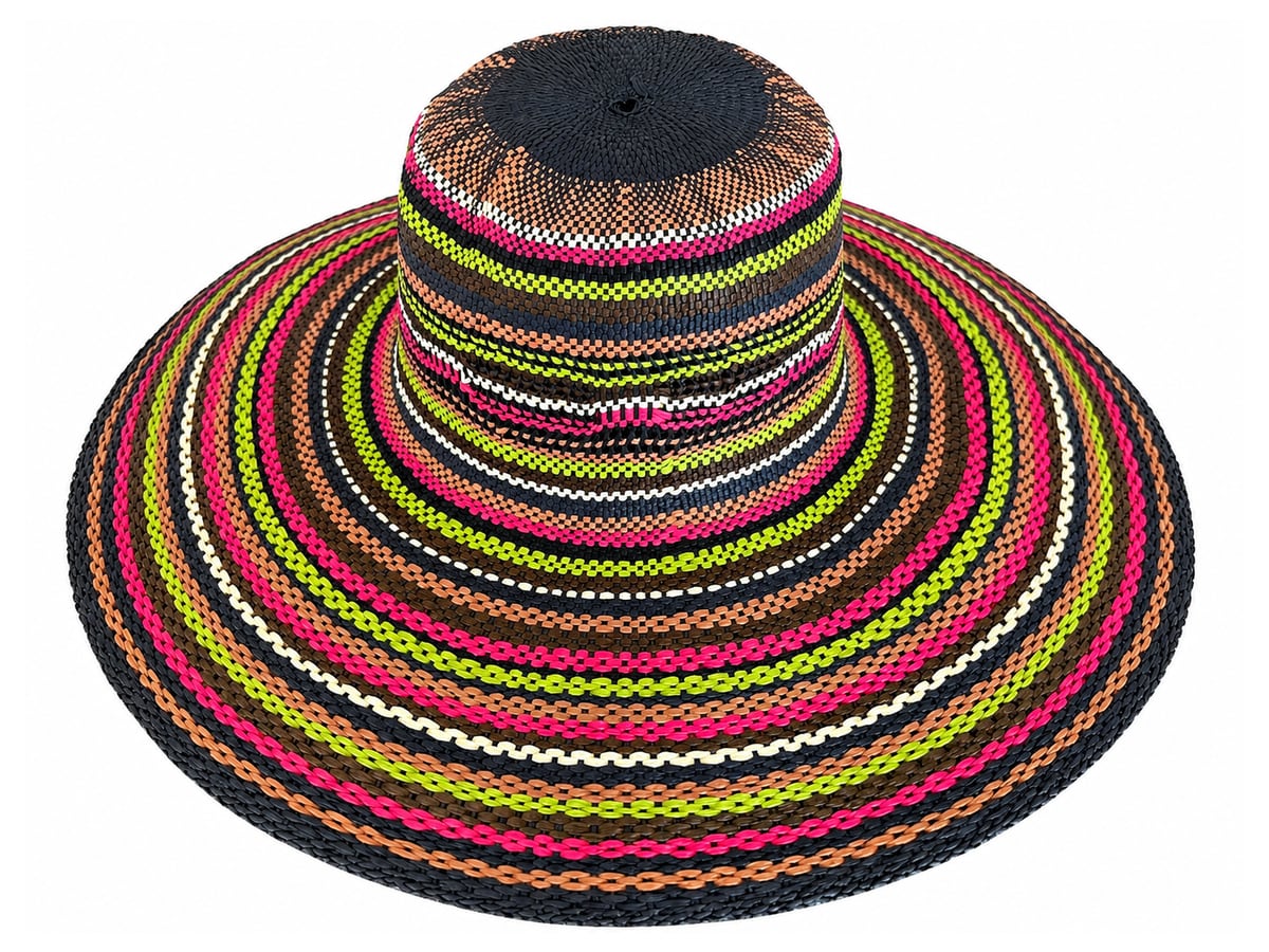 Paper Hat Body with Bright Pink and Lime Stripes | product photo