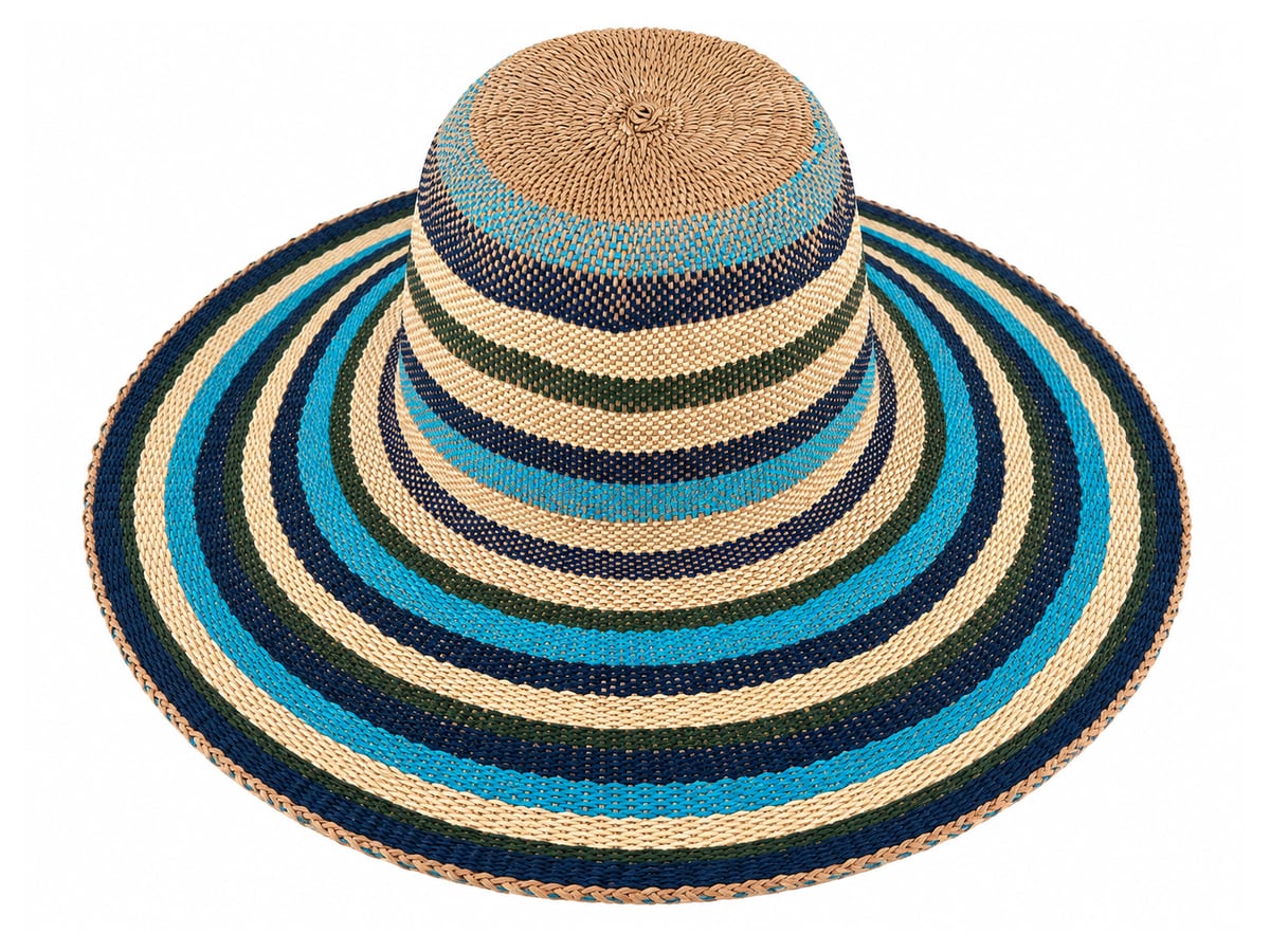 Paper Hat Body with Turquoise, Navy and Beige Rings | product photo