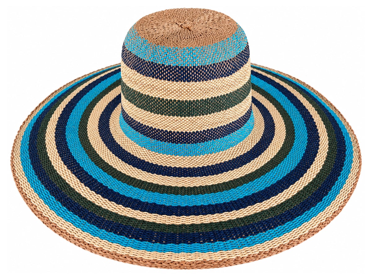 Paper Hat Body with Turquoise, Navy and Beige Rings | product photo