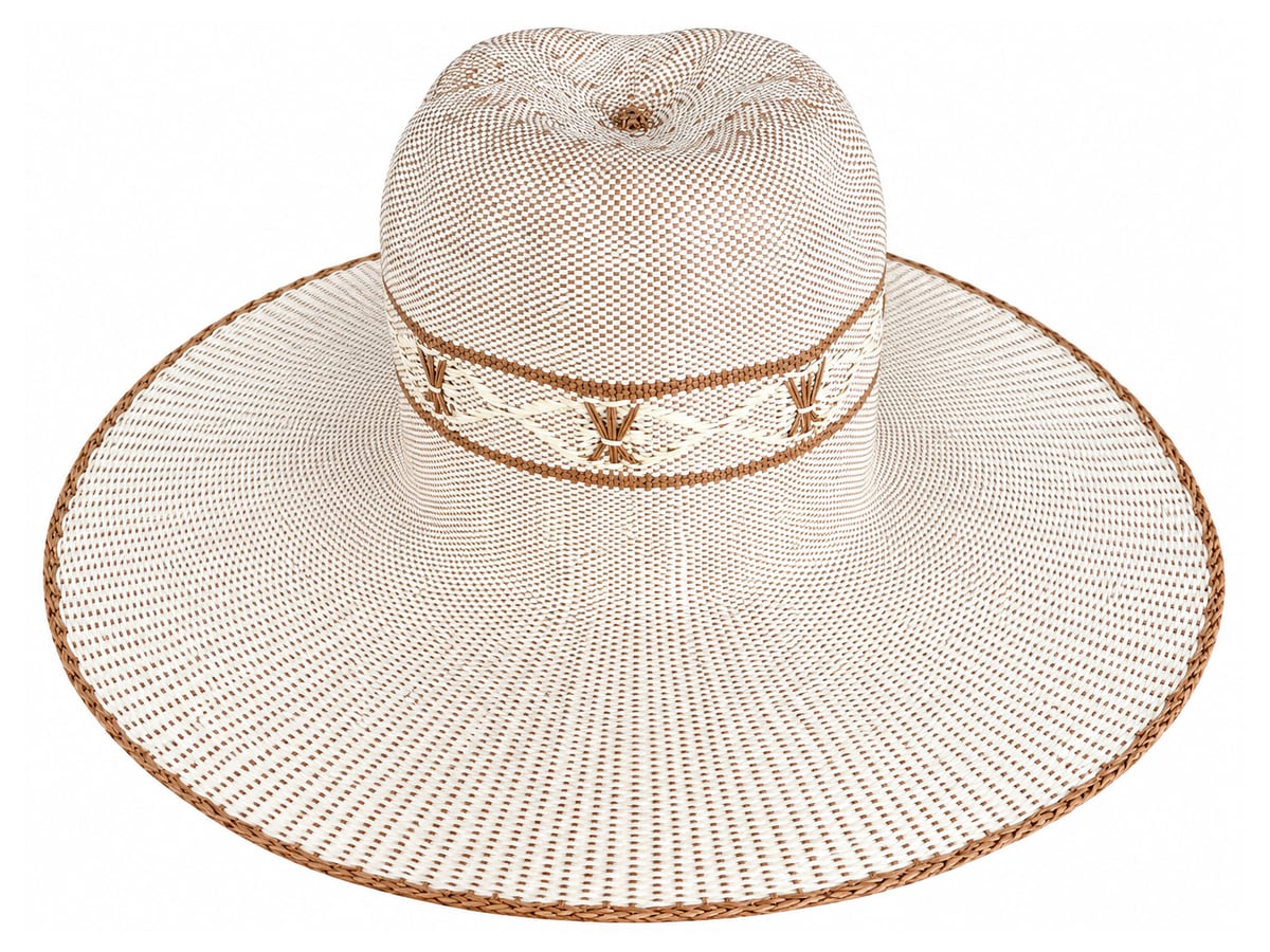 Ivory Paper Hat Body with Brown Geometric Detail | product photo