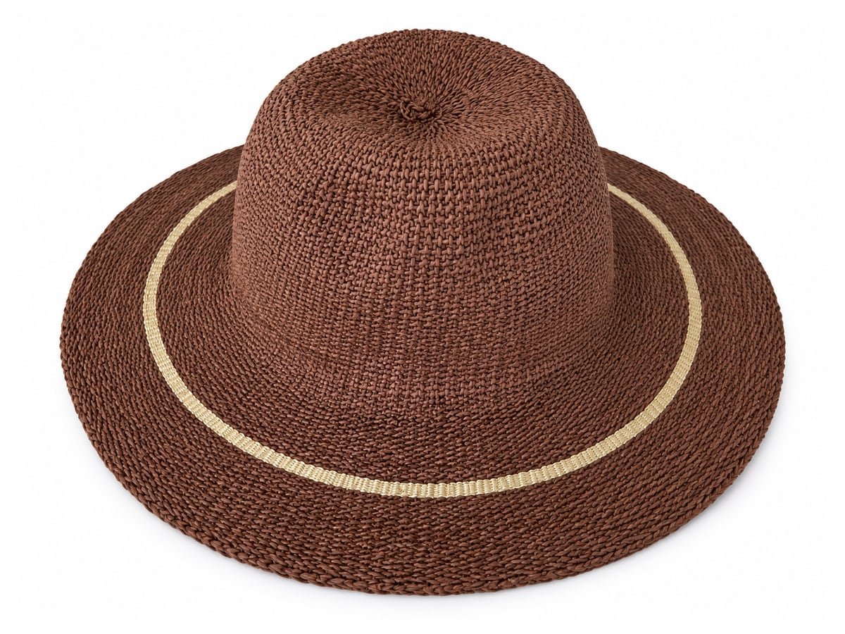 Deep Brown Paper Hat Body with a Single Tan Brim Ring | product photo