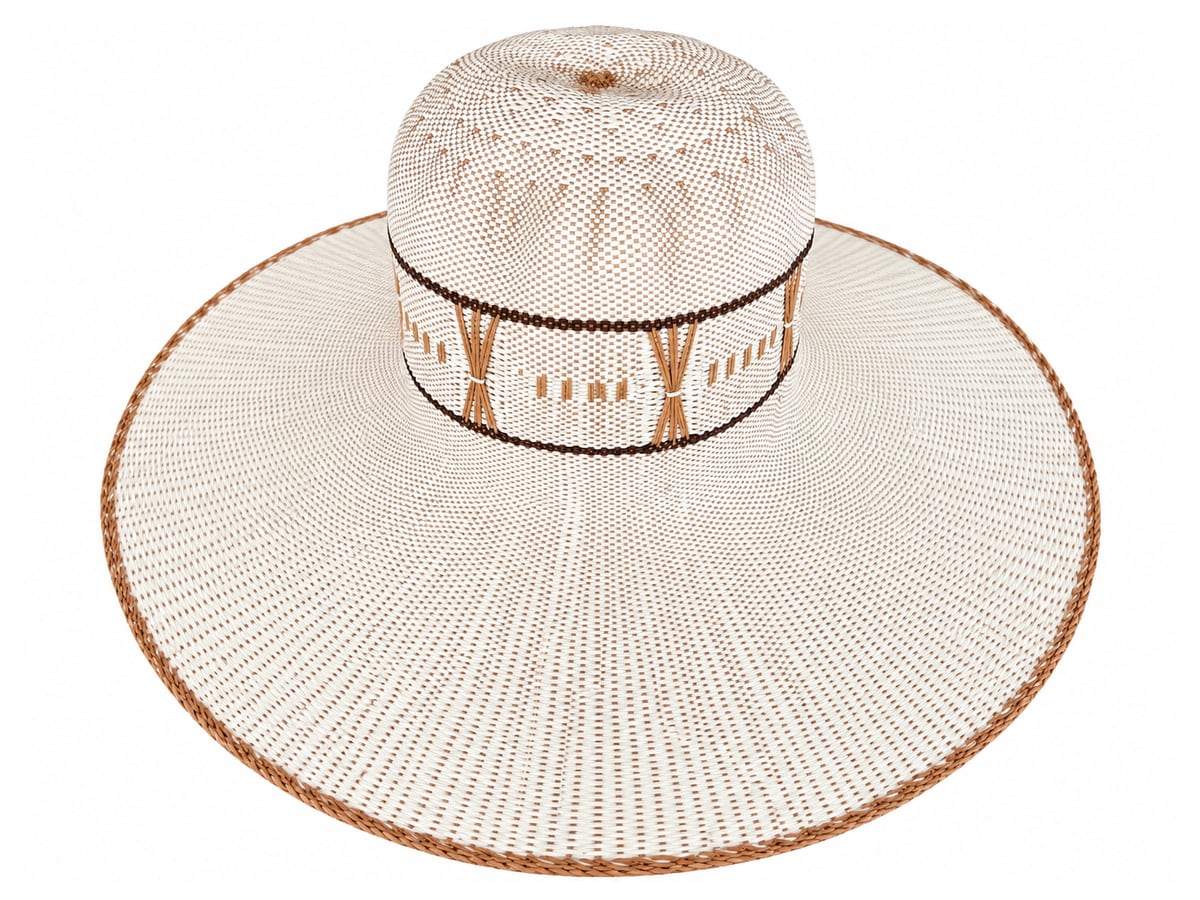 Ivory Paper Hat Body with Tan Hourglass Crown Motifs | product photo