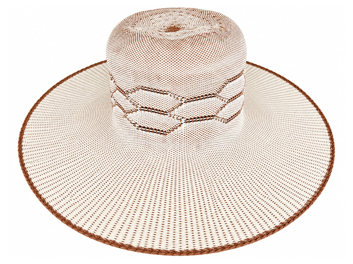 Ivory Paper Hat Body with Linked Hexagonal Crown Lines | product photo