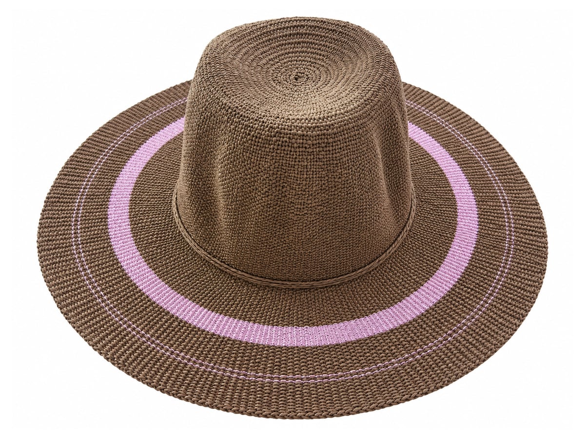 Brown Paper Hat Body with a Lavender Brim Ring | product photo