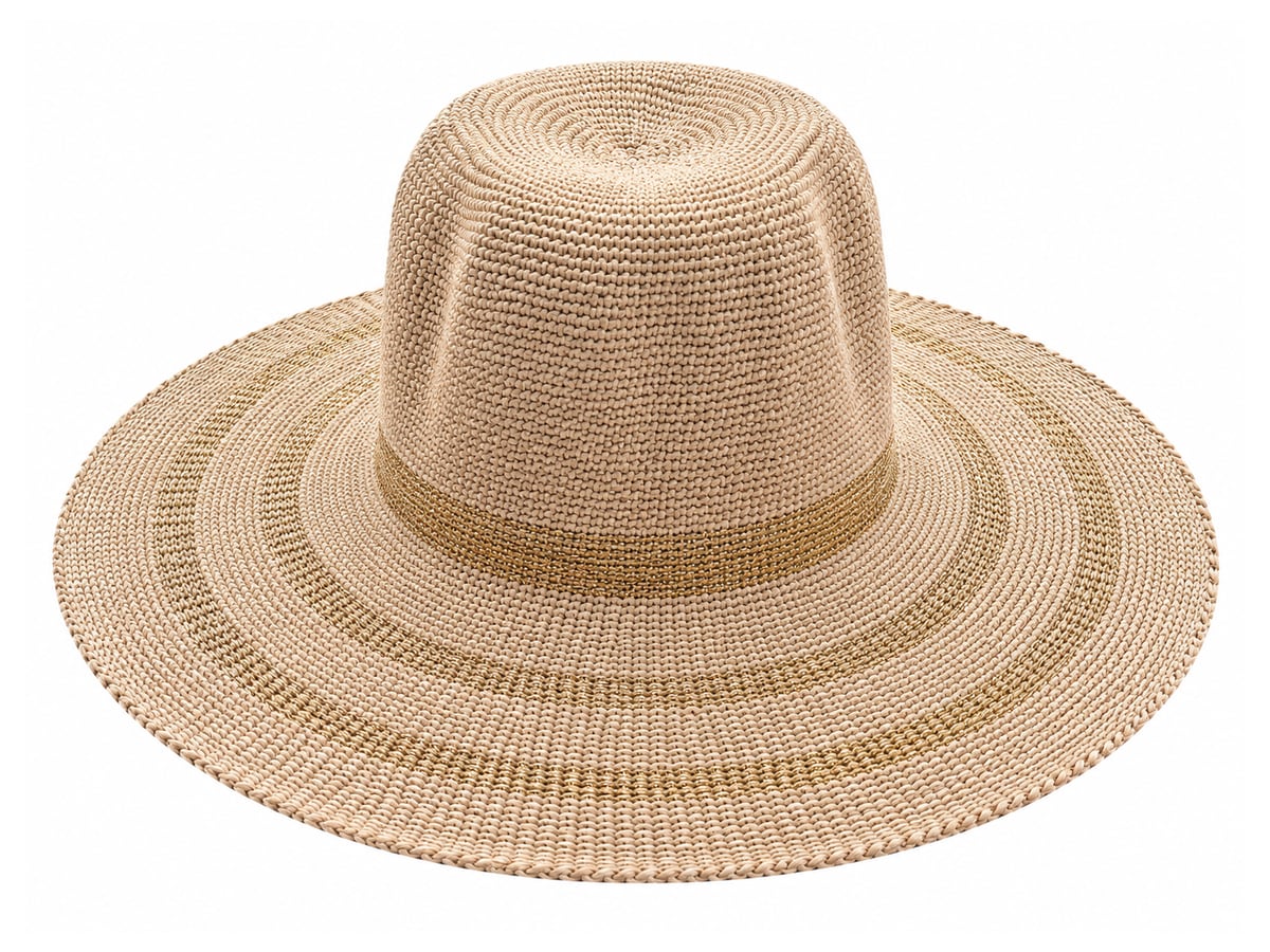 Beige Paper Hat Body with Golden-Tan Woven Stripes | product photo