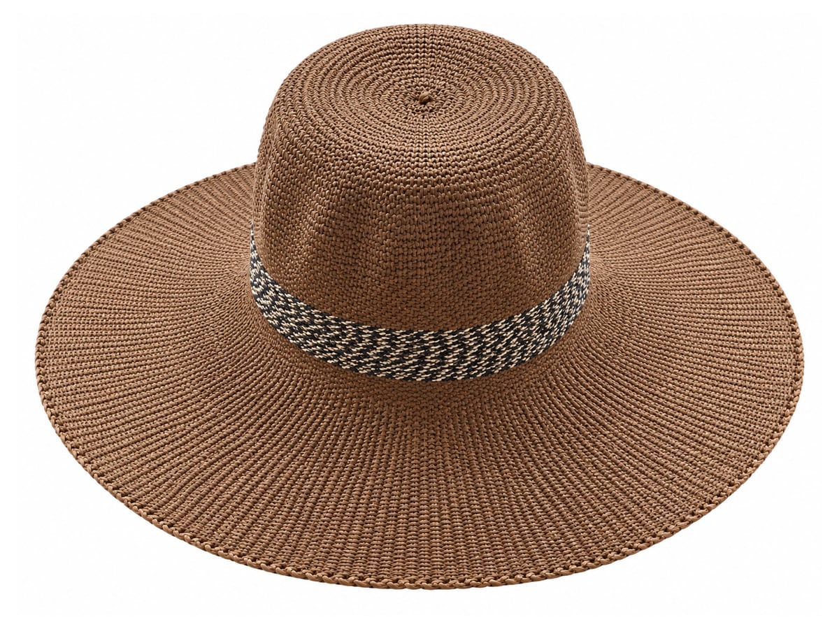 Brown Paper Hat Body with a Gray Geometric Crown Stripe | product photo