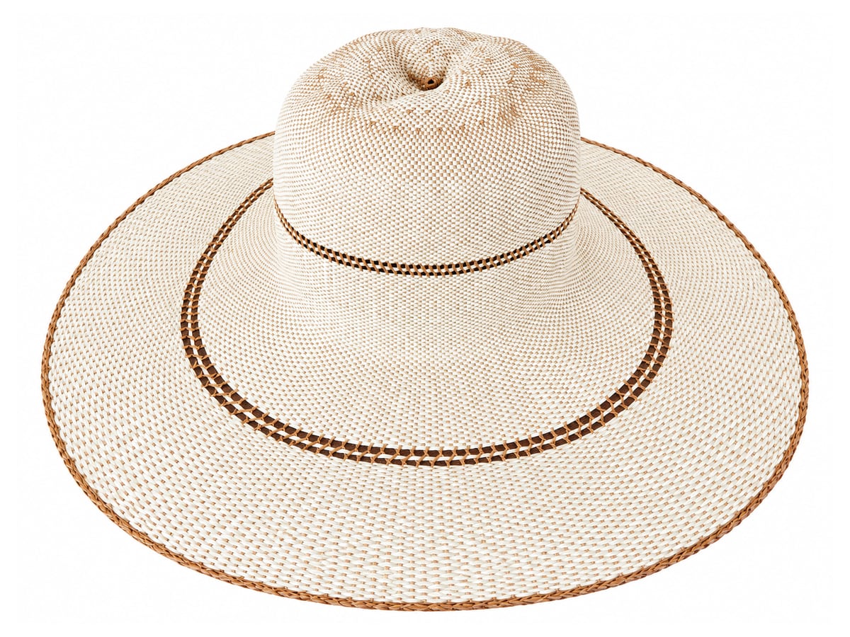 Ivory Paper Hat Body with Fine Brown Crown and Brim Rings | product photo