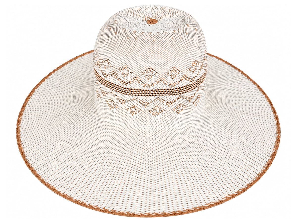 Ivory Paper Hat Body with Tan Diamond Crown Accents | product photo