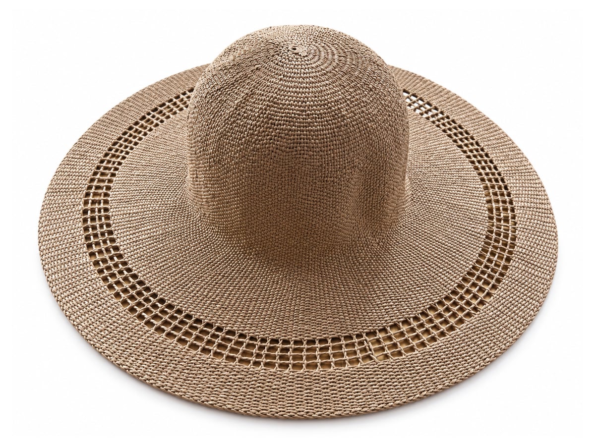 Brown Paper Hat Body with a Grid Openwork Brim | product photo