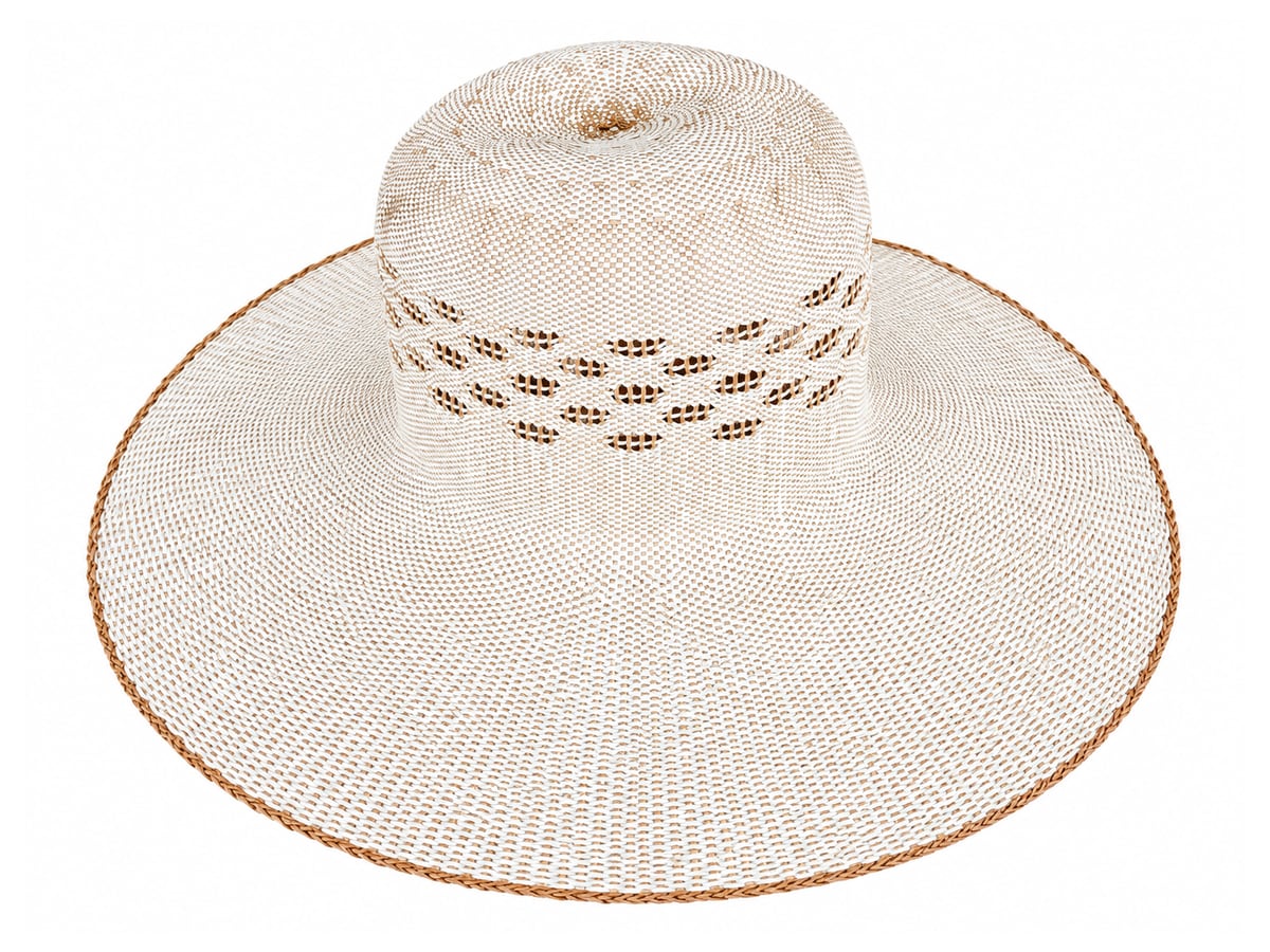 Pale Paper Hat Body with Short Rows of Crown Openwork | product photo