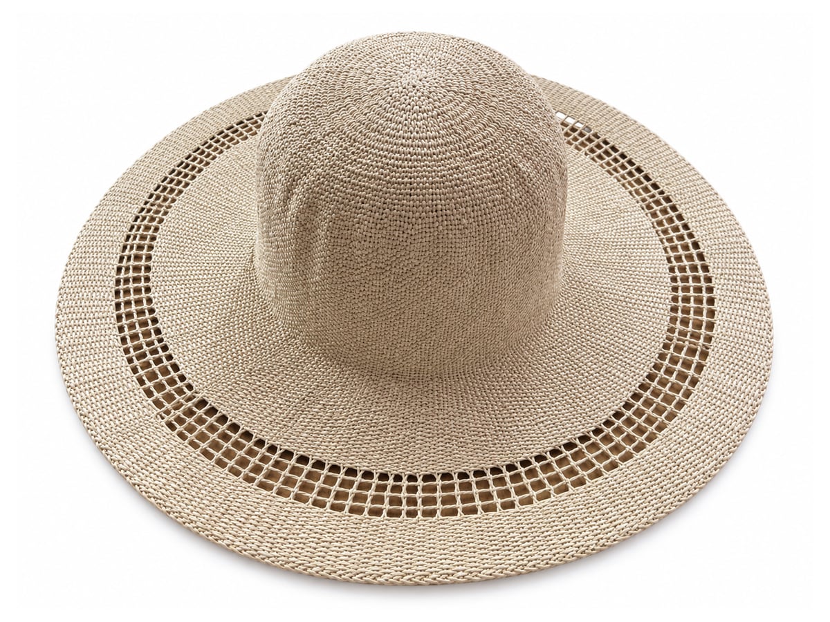 Taupe Paper Hat Body with a Wide Openwork Brim Ring | product photo