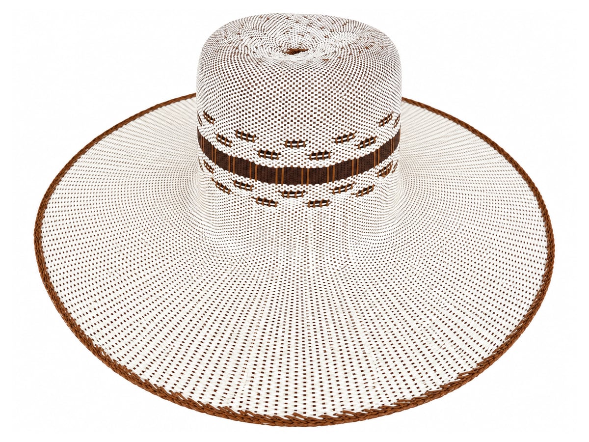 Ivory Paper Hat Body with Brown Ladder Openwork | product photo