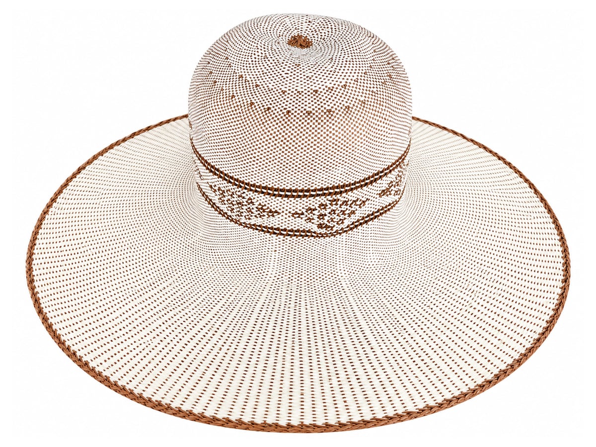 Ivory Paper Hat Body with a Brown Geometric Band | product photo