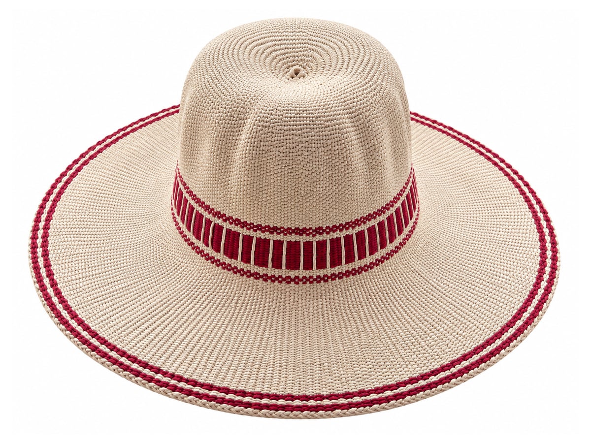 Beige Paper Hat Body with a Burgundy Ladder Stripe | product photo