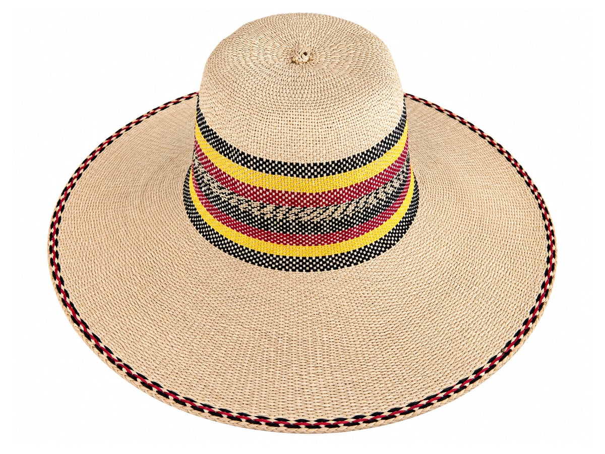 Beige Paper Hat Body with Red, Yellow and Dark Bands | product photo