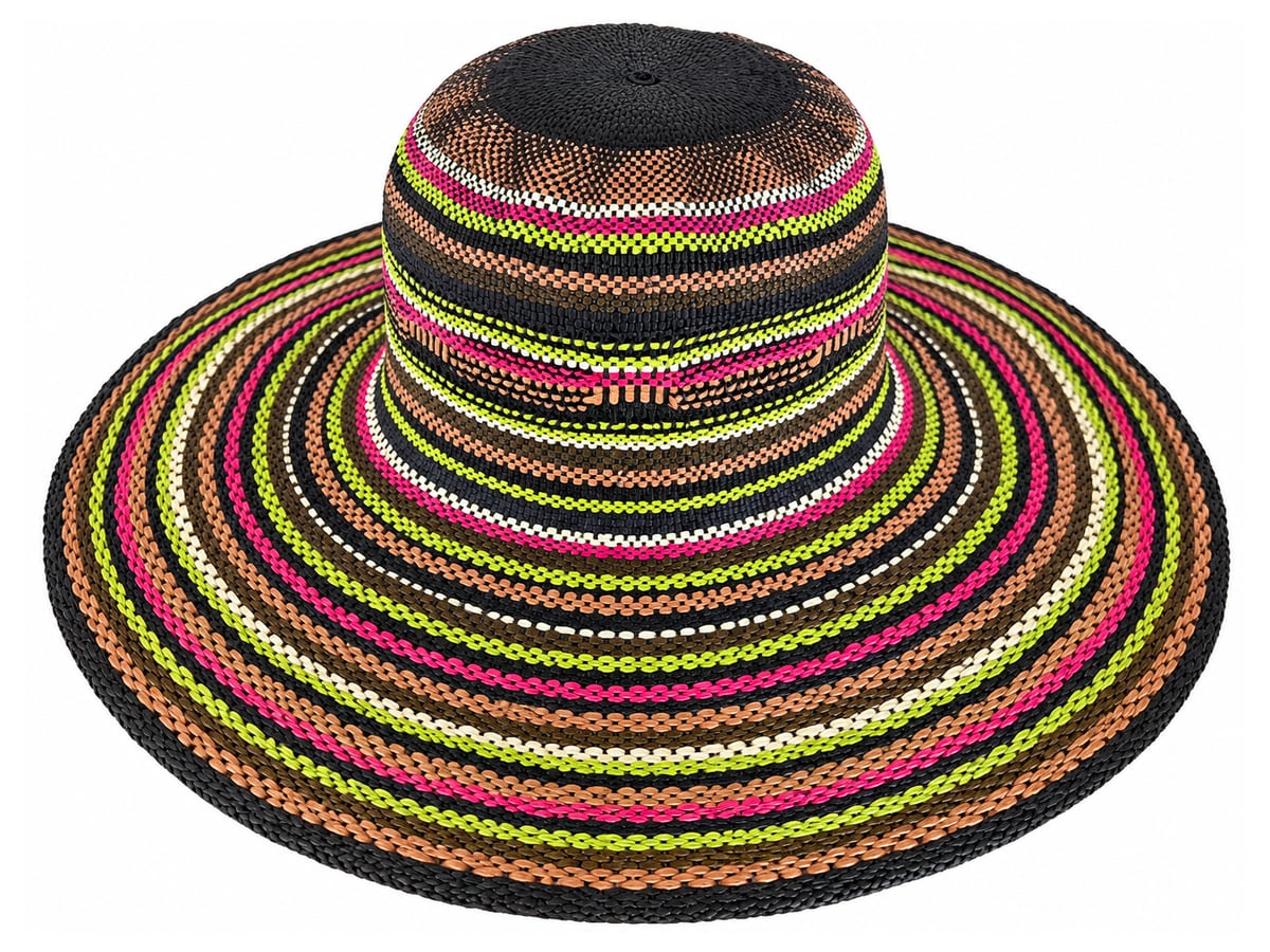 Black-Top Paper Hat Body with Fine Lime and Rose Rings | product photo
