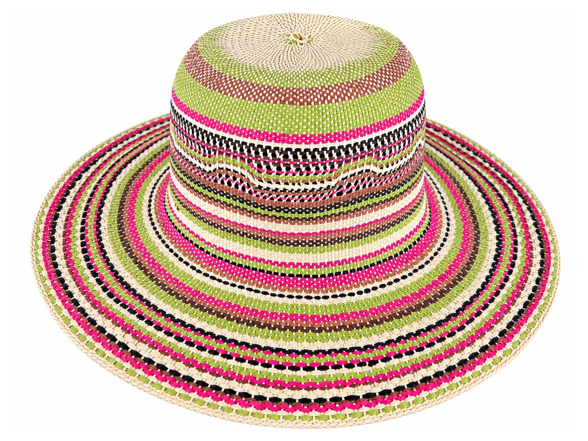 Cream-Top Paper Hat Body with Pink and Green Stripes | product photo