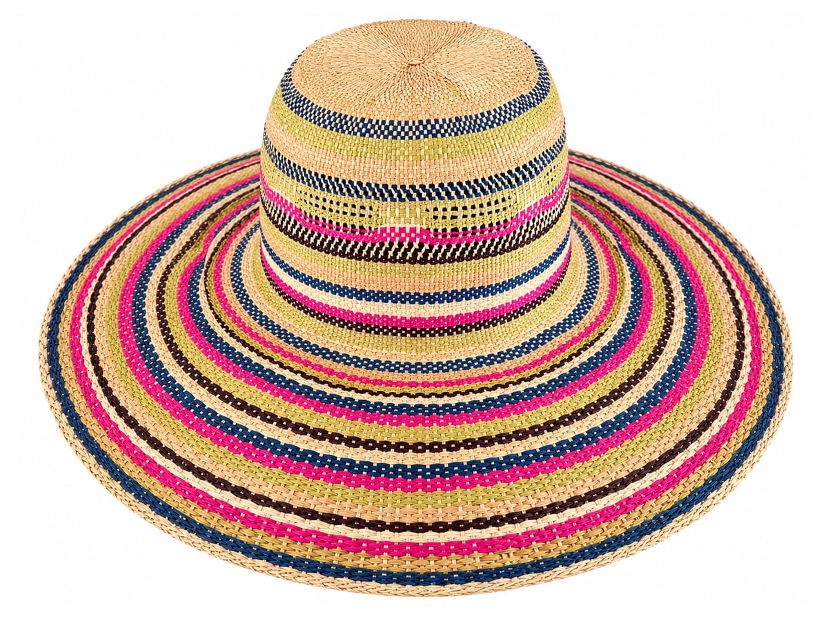 Tan Paper Hat Body with Narrow Multicolor Rings | product photo
