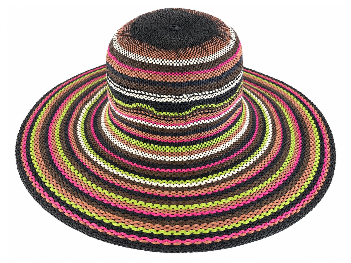 Dark Paper Hat Body with Fine Pink and Green Stripes | product photo