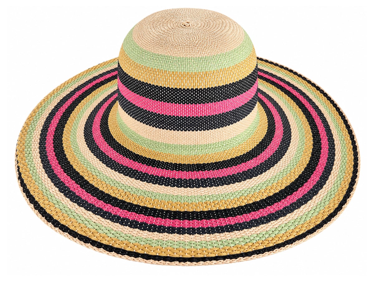 Pastel Green and Pink Striped Paper Hat Body | product photo