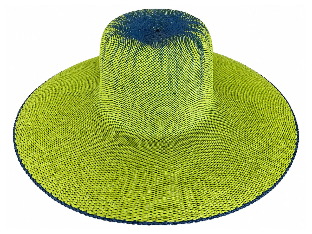 Lime Green Paper Hat Body with a Dark Blue Crown Top | product photo