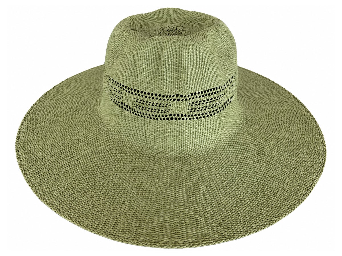Olive Paper Hat Body with Patterned Openwork Crown | product photo