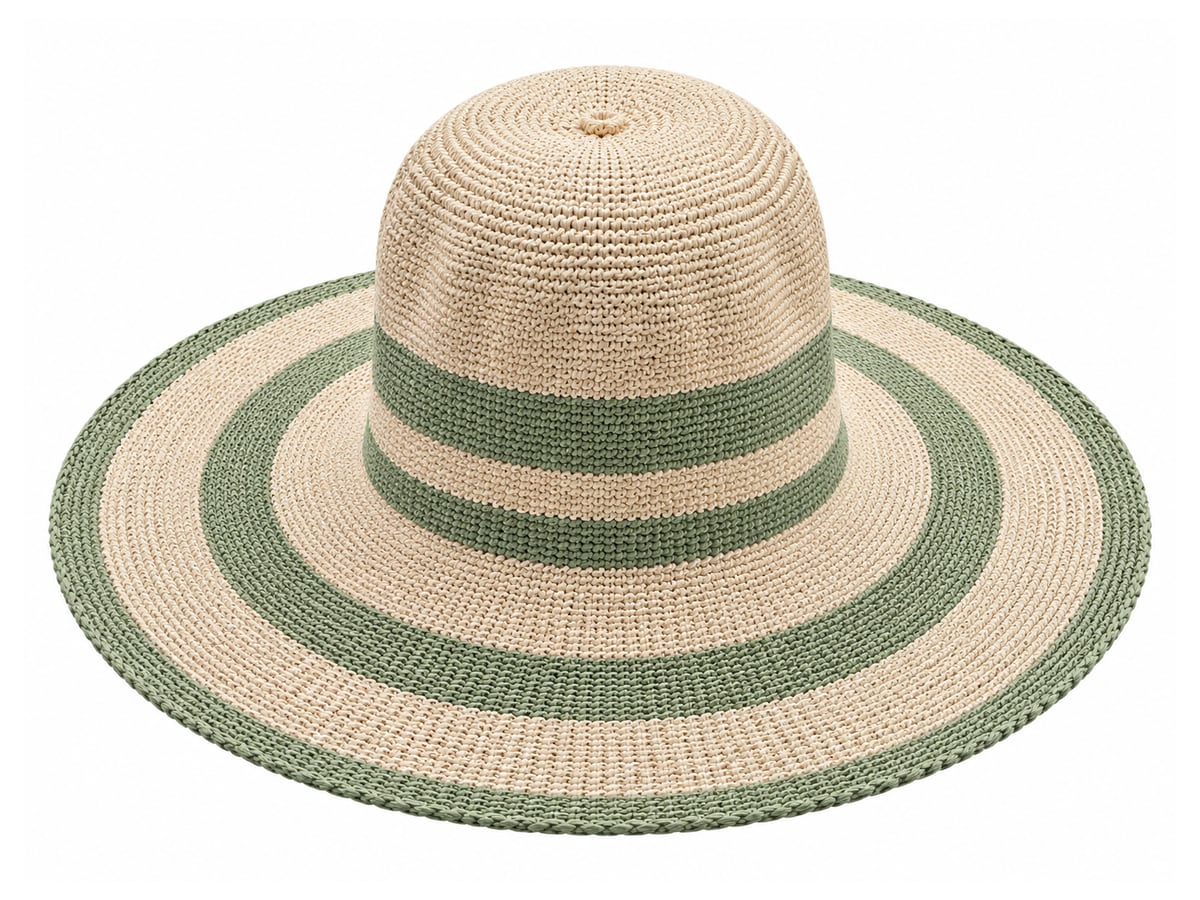 Cream Paper Hat Body with Sage Green Crown Stripes | product photo