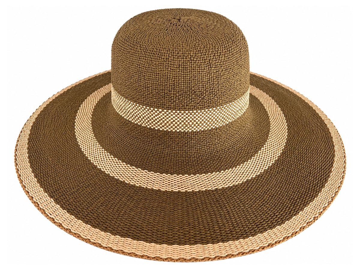 Olive Brown Paper Hat Body with Cream Brim Rings | product photo