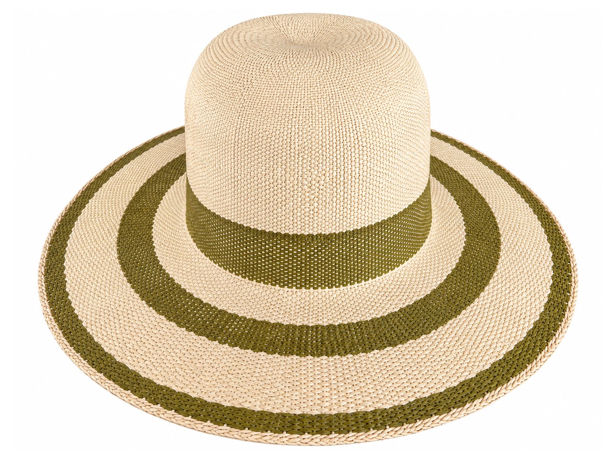 Cream Paper Hat Body with Broad Olive Green Bands | product photo